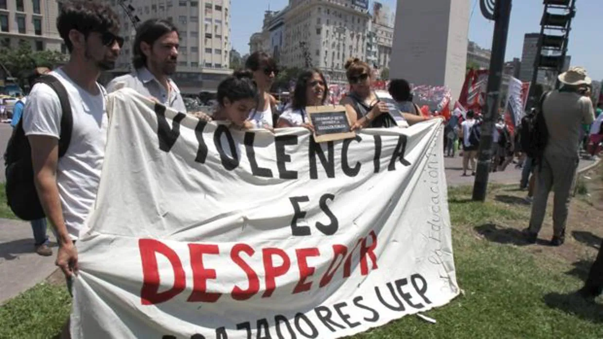 Manifestación de sindicalistas en Buenos Aires