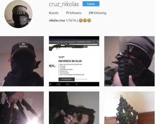 Supuesta cuenta de Instagram de Nikolas Cruz