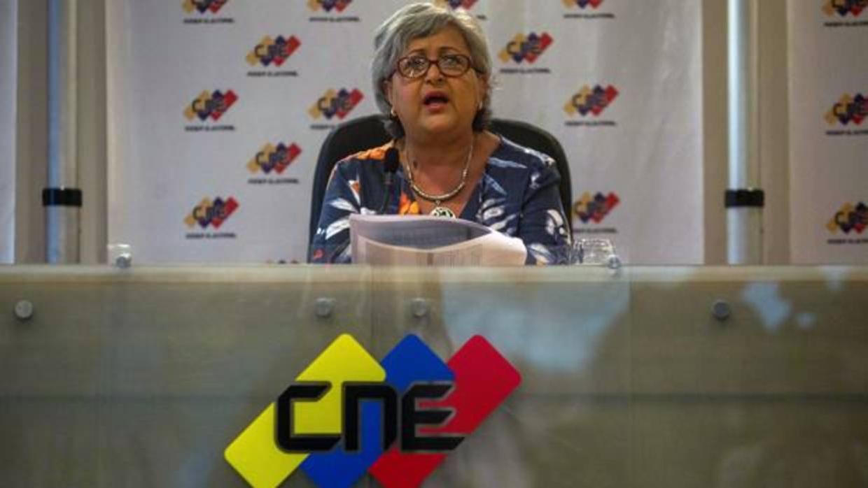 La presidenta del Consejo Nacional Electoral (CNE), la rectora Tibisay Lucena, el pasado martes