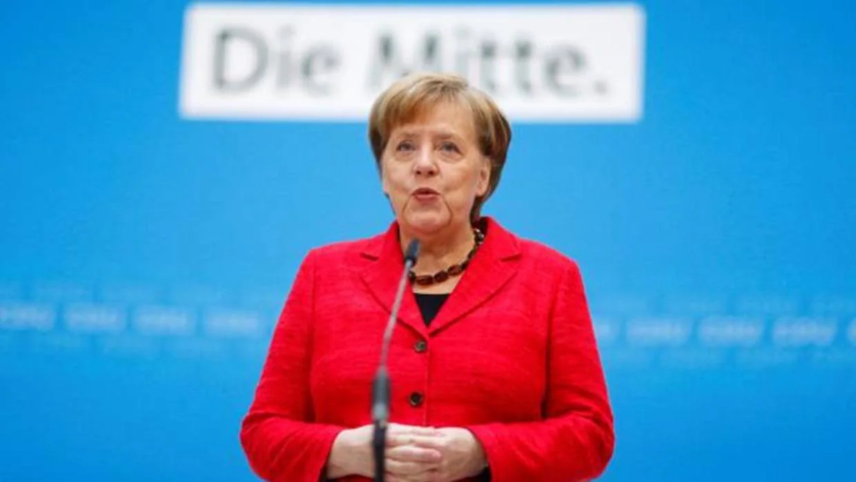 Angela Merkel, durante su intervención en la sede de la CDU, en Berlín