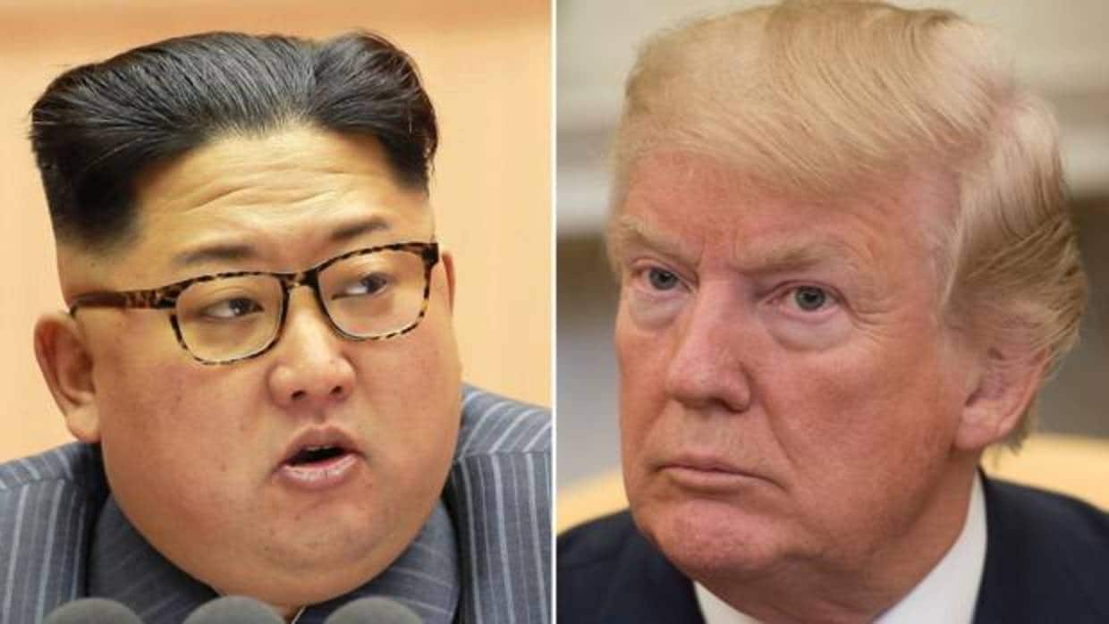 De izquierda a derecha: el mandatario norcoreano, Kim Jong-un, y su homólogo estadounidense, Donald Trump
