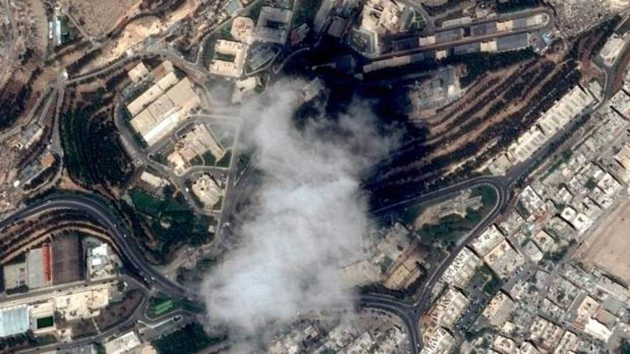Imagen por satélite de una de las instalaciones destruidas por los bombardeos en Siria