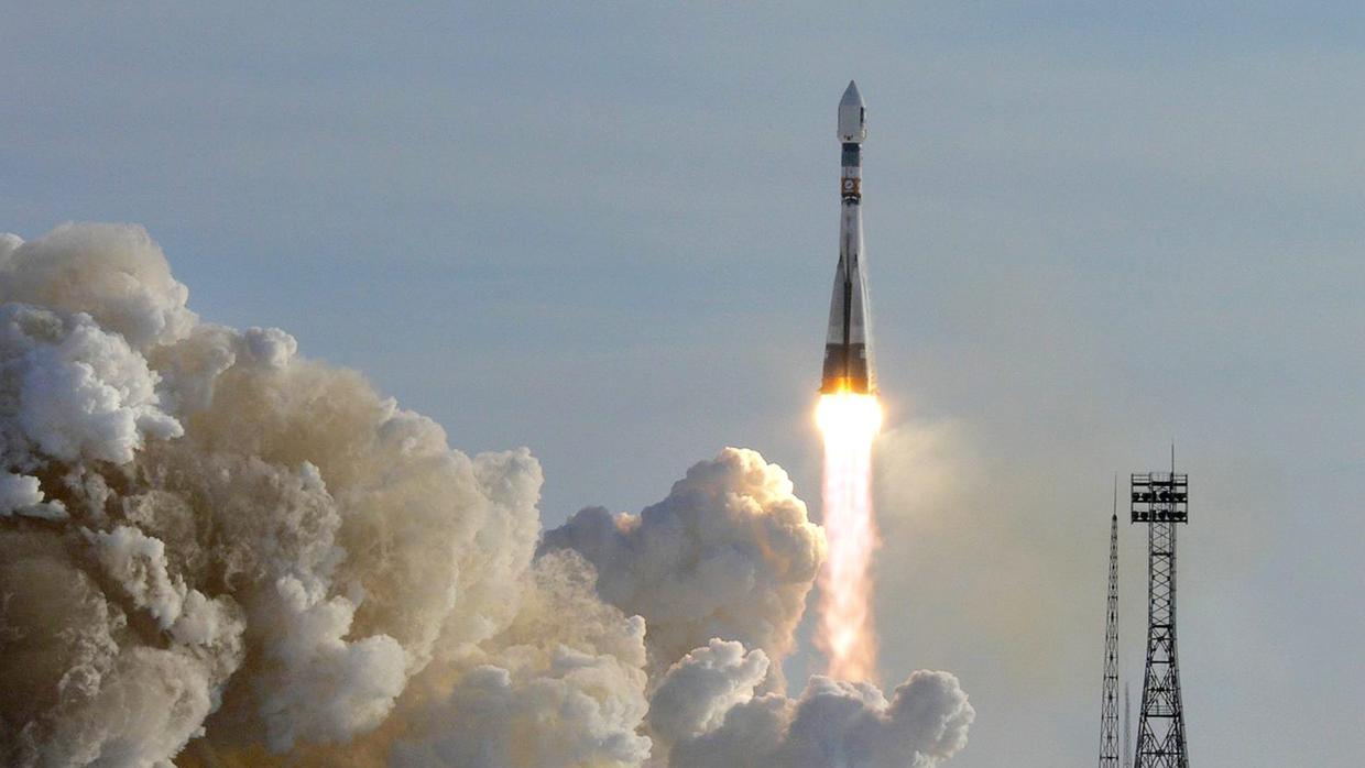Lanzamiento del cohete Soyuz, responsable de llevar al satéite Galileo al espacio