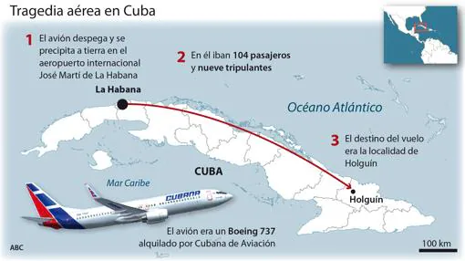 Accidente de avión en Cuba con 110 personas a bordo. Hay tres supervivientes