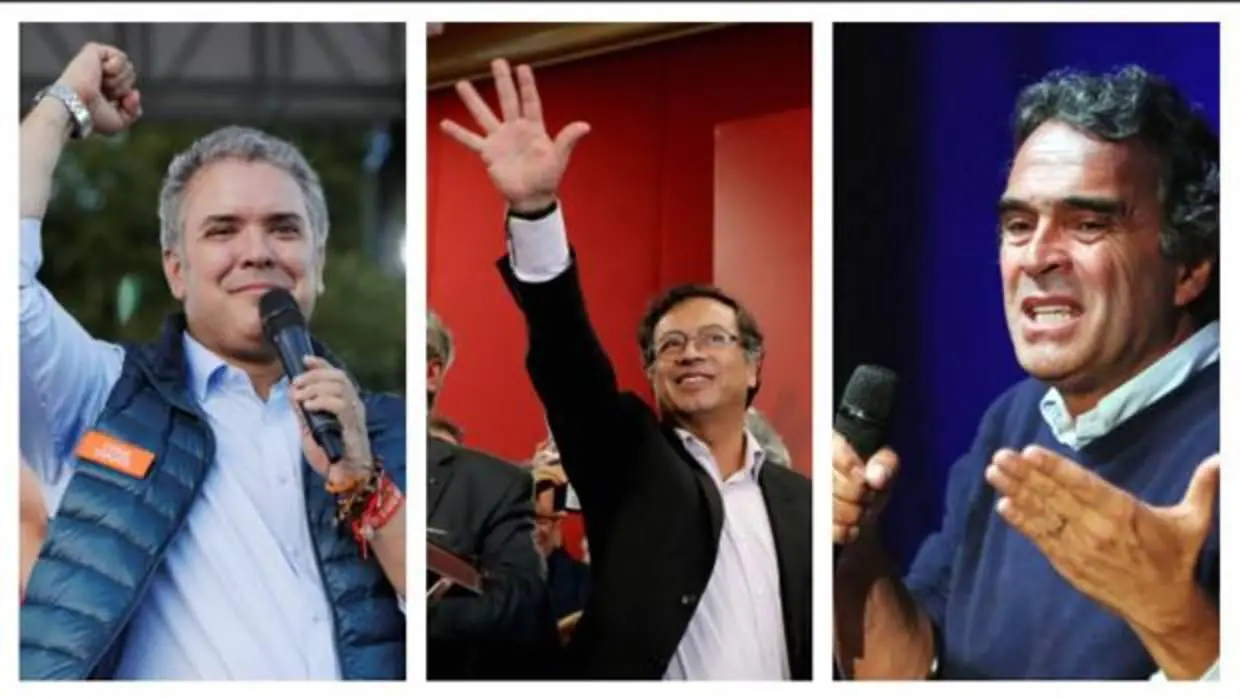 Iván Duque, Gustavo Petro y Sergio Fajardo, candidatos a la presidencia de Colombia