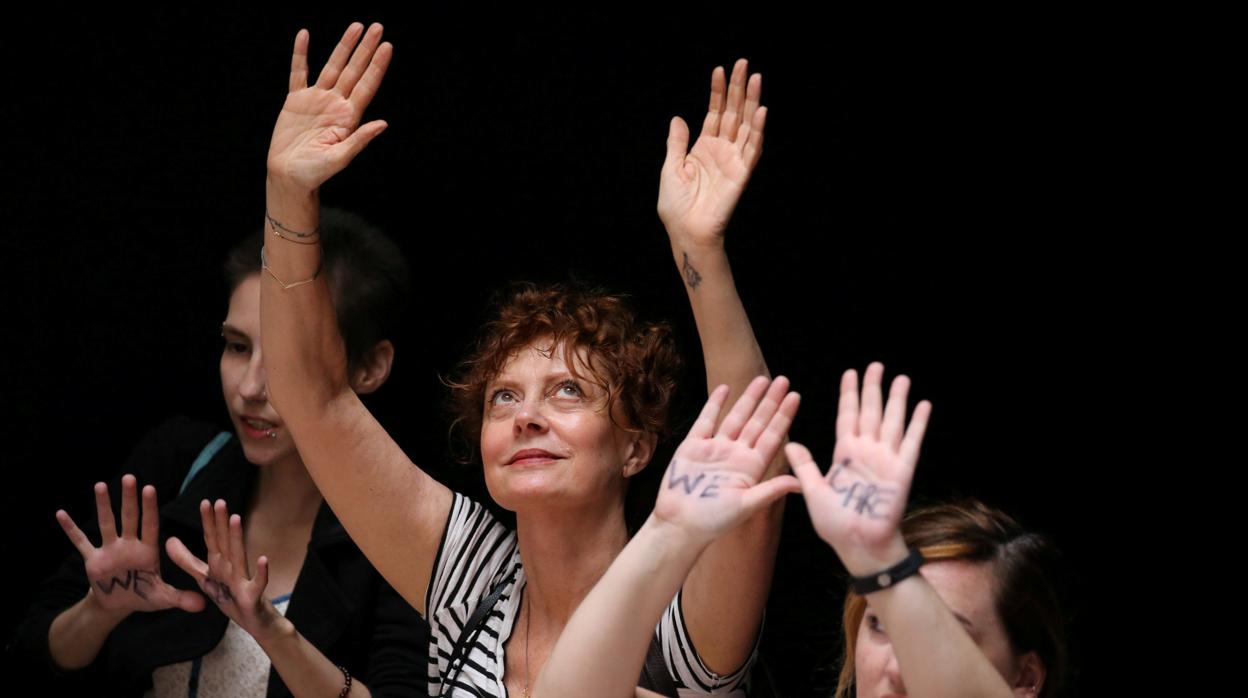 Susan Sarandon durante la manifestación