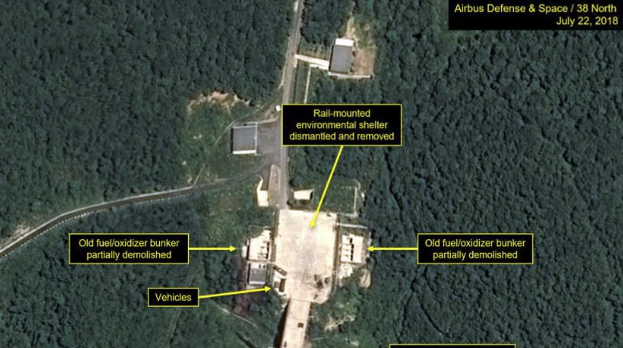 Foto tomada por satélite de la base de misiles de Sohae en Corea del Norte