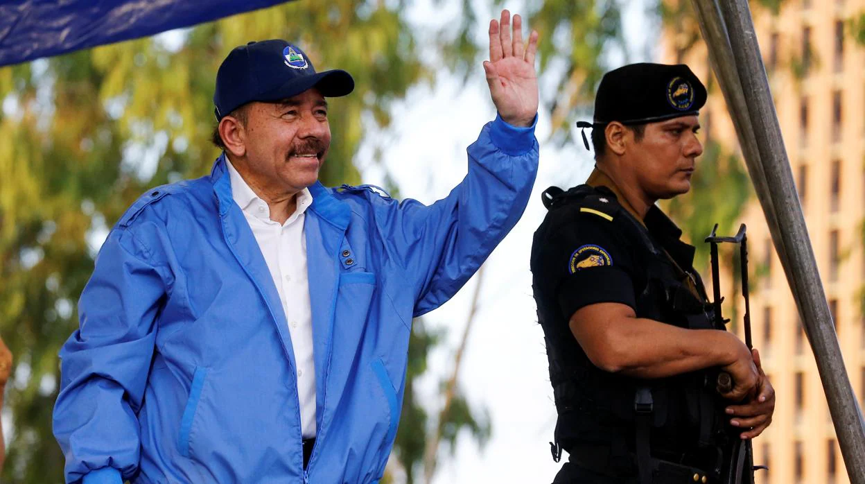 El presidente de Nicaragua, Daniel Ortega, en el 39º aniversario de la revolución sandinista