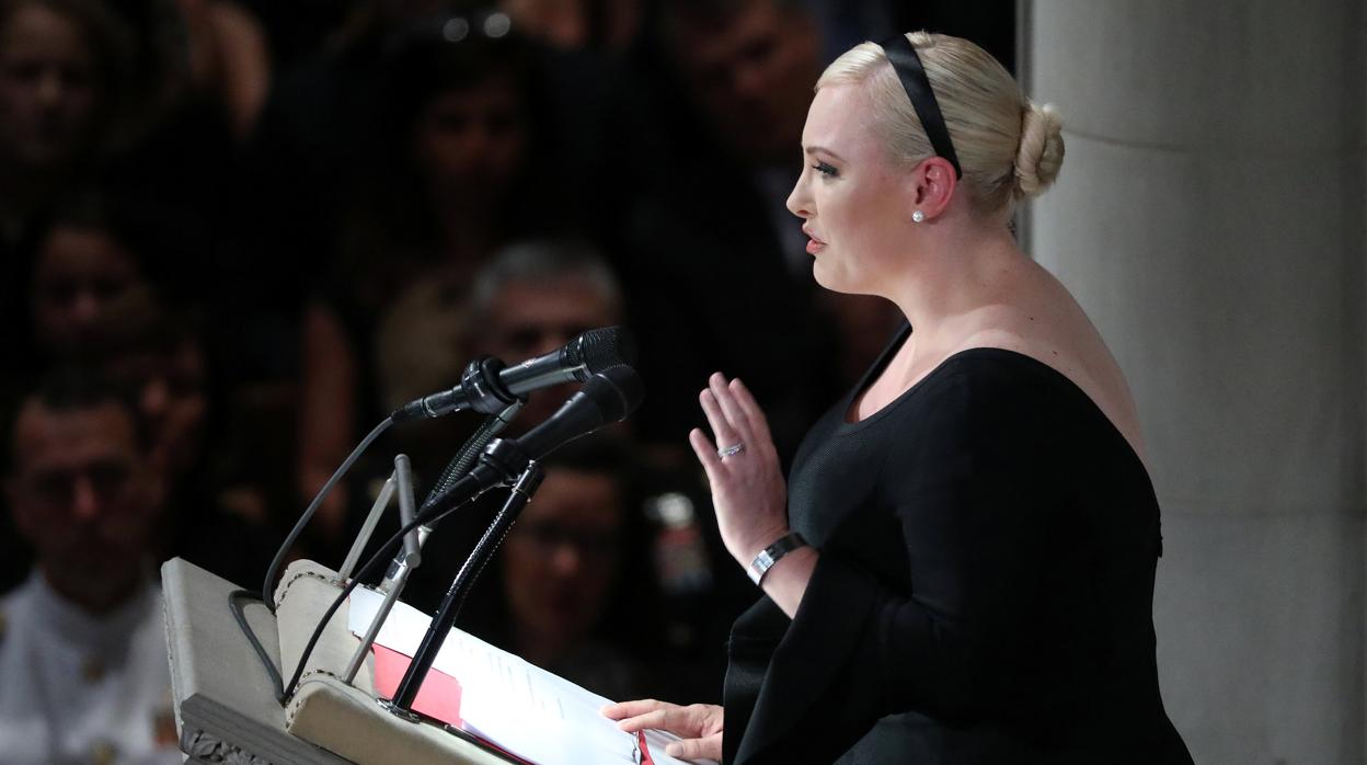 Meghan McCain, durante su discruso en la Catedral Nacional de Washington