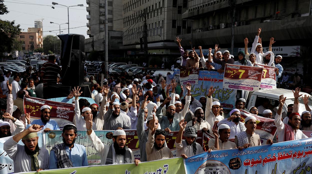Fotografía de archivo de una protesta en Karachi