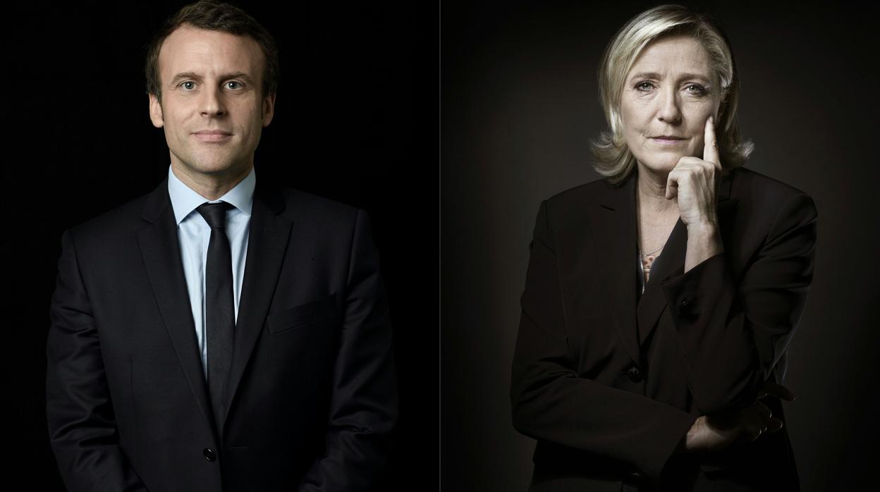 El presidente de Francia, Emmanuel Macron, y la líder de Agrupación Nacional, Marine Le Pen