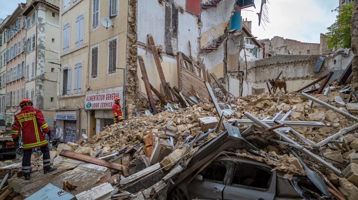 Uno de los edificios derrumbados en Marsella