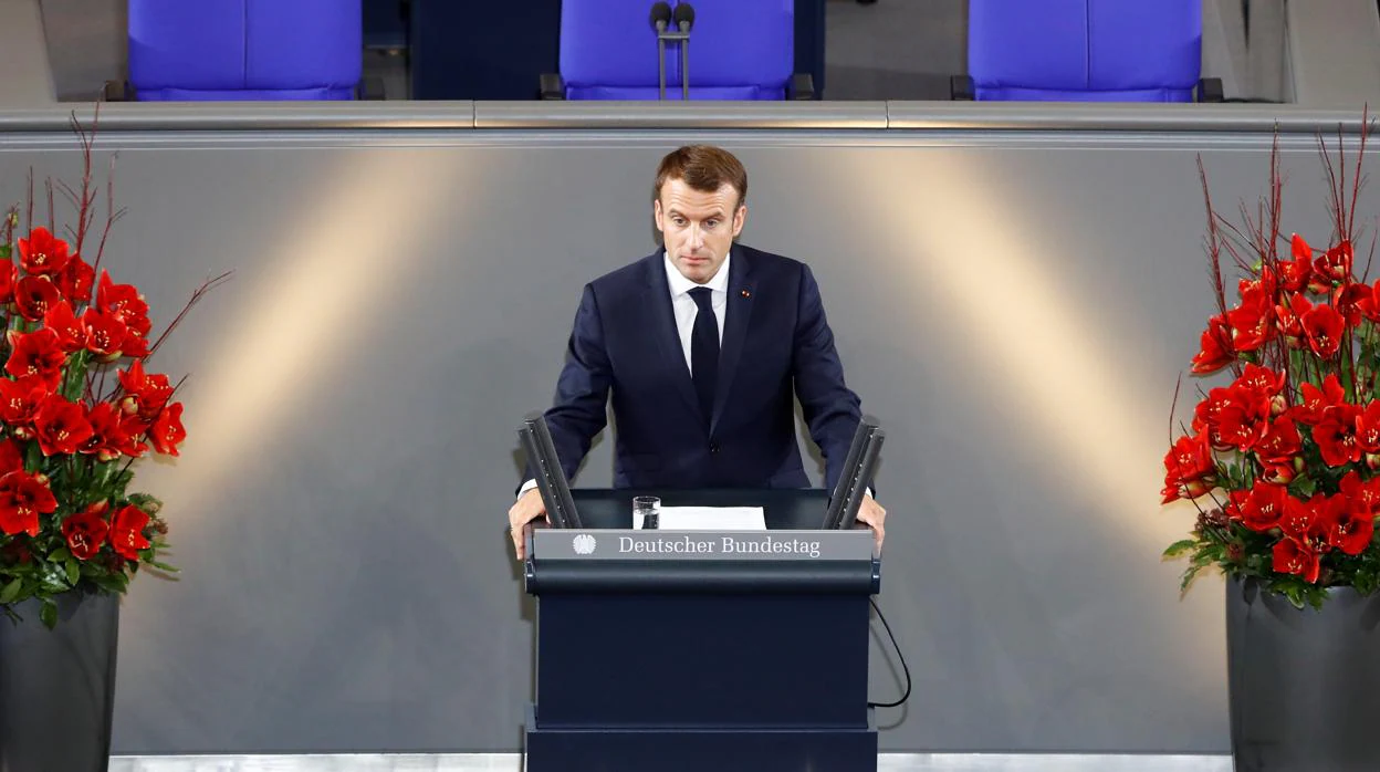 Emmanuel Macron durante su intervención en el Parlamento alemán
