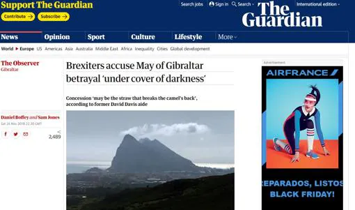 Captura de pantalla del periódico británico «The Guardian»