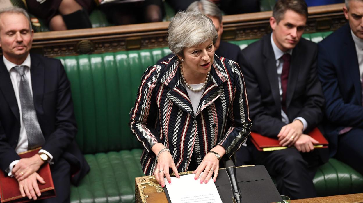 La Primera Ministra de Gran Bretaña, Theresa May, dando una declaración a la Cámara de los Comunes en Londres