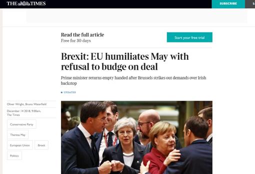 La prensa británica habla de fracaso y humillación de May tras sus súplicas a la UE para renegociar el Brexit