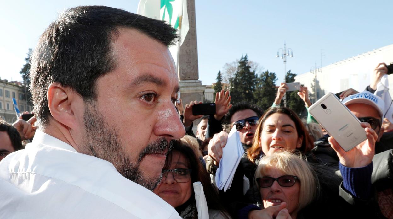 Matteo Salvini, el pasado mes de diciembre durante un mitin en Roma