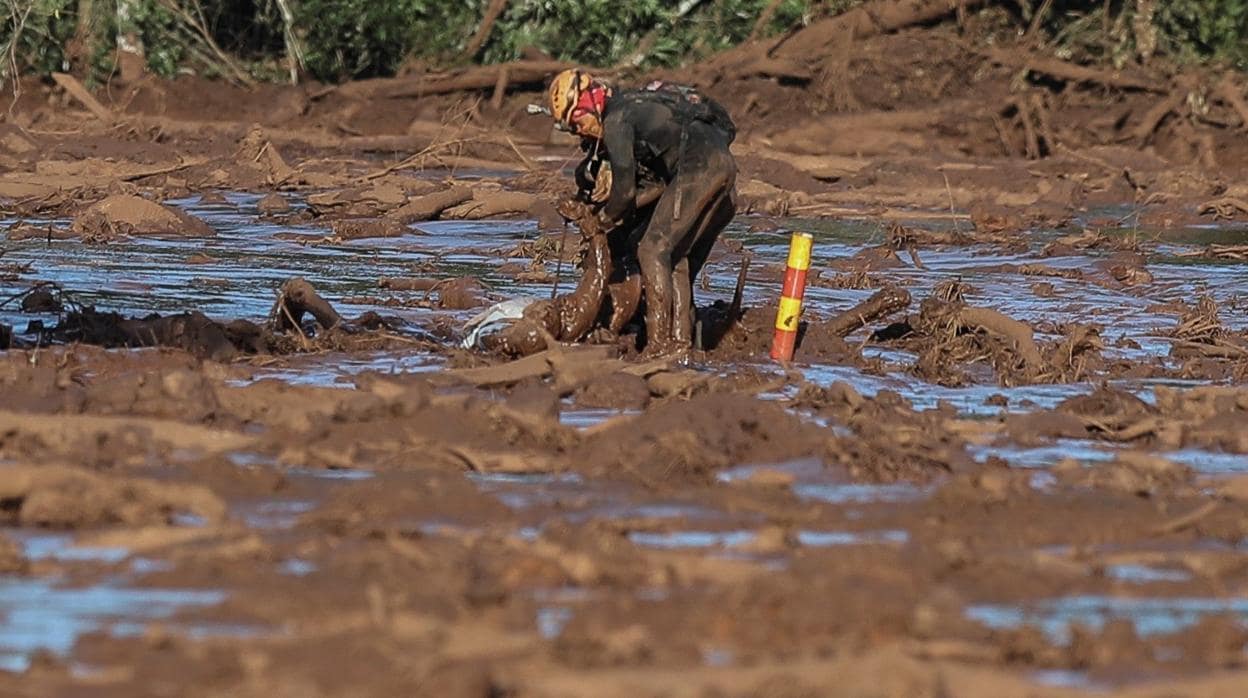 Bomberos sacan un cuerpo este domingo tras la rotura de represa de la compañía Vale en Minas Gerais (Brasil)