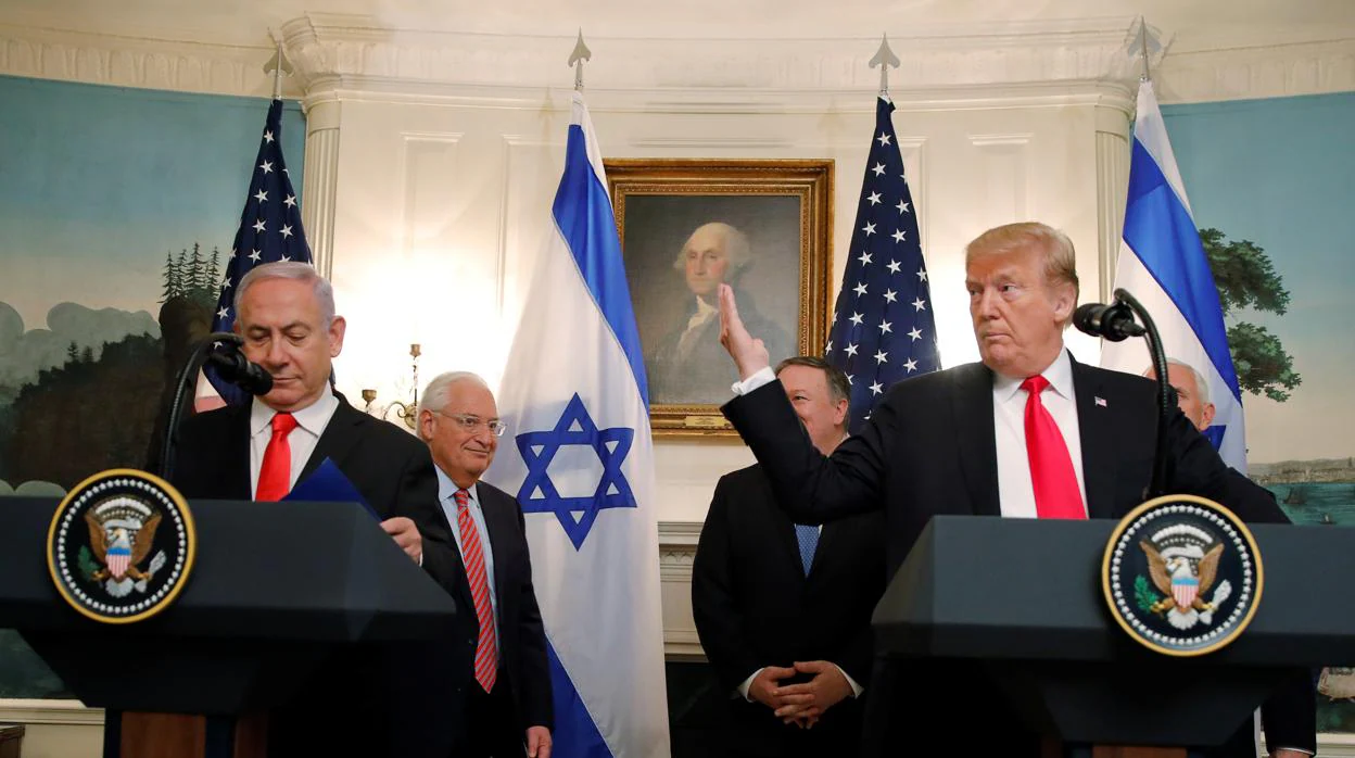 El primer ministro israelí, Benjamin Netanyahu, y el presidente Donald Trump, este lunes en la Casa Blanca