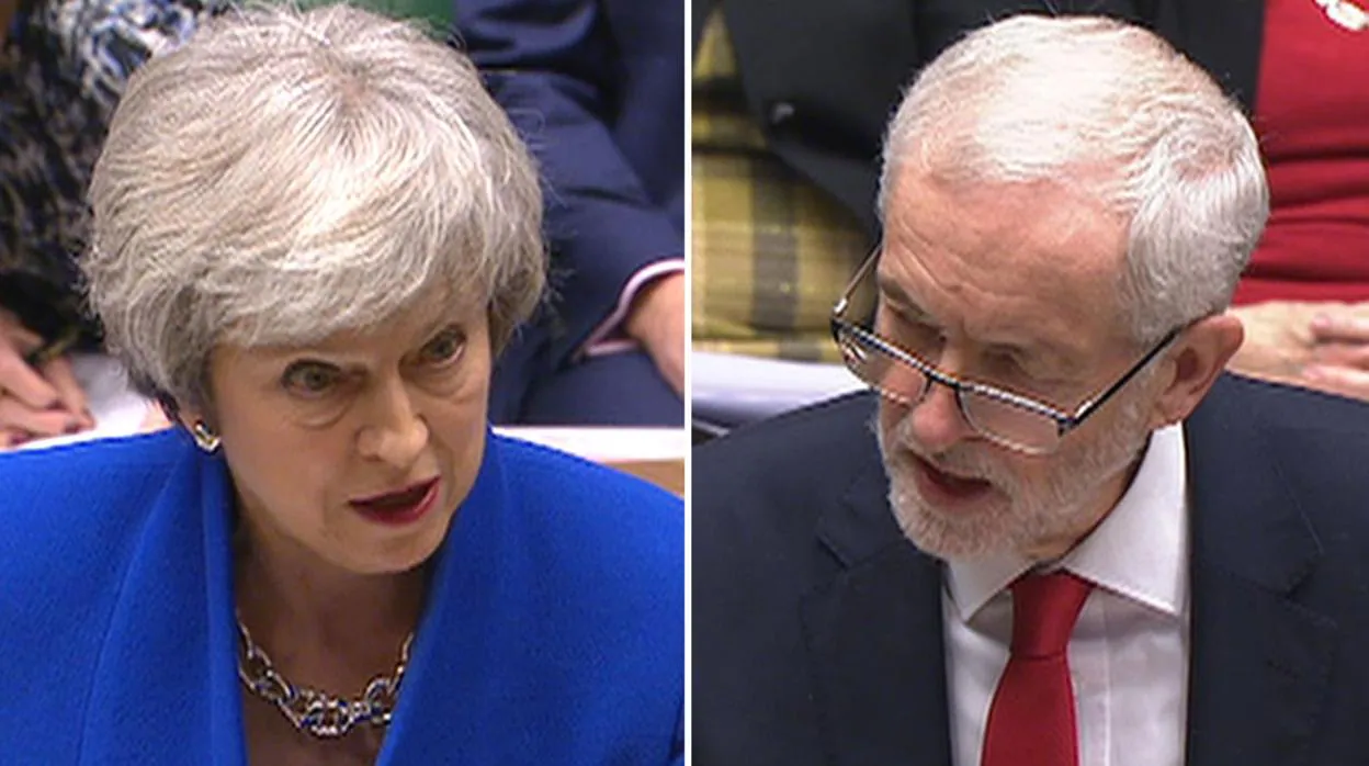 La primera ministra Theresa May y el líder laborista Jeremy Corbyn