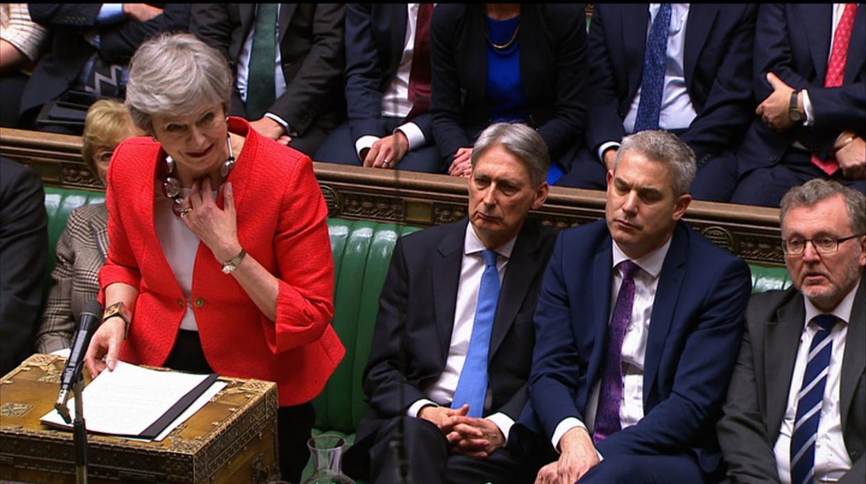 La primera ministra británica, Theresa May, en el Parlamento