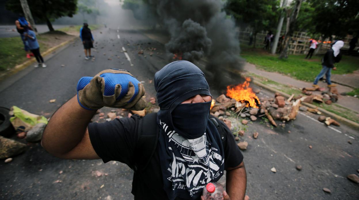 Uno de los manifestantes, durante la protesta