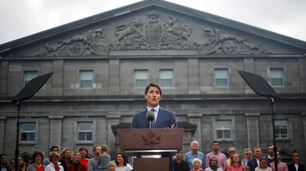 El primer ministro, Justin Trudeau, ayer durante una rueda de prensa
