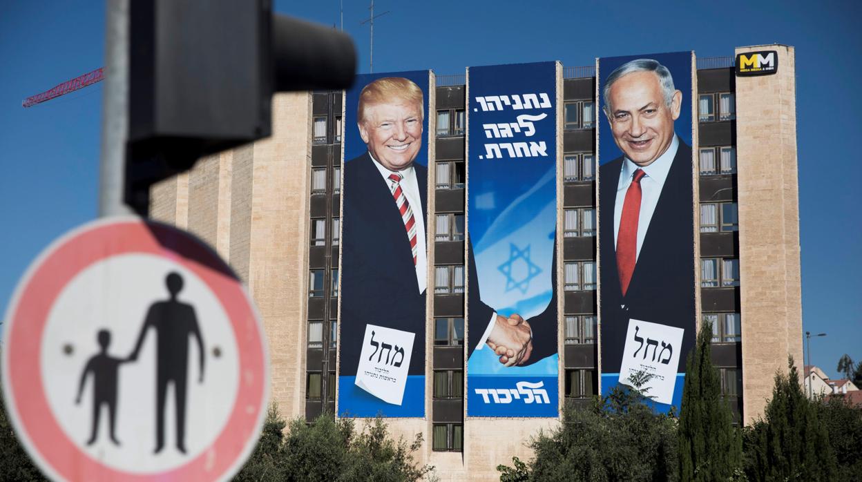 Propaganda electoral del Likud, el partido de Benjamin Netanyahu, en Jerusalén