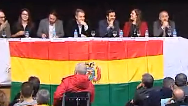 El acto que unió a Zapatero, Pablo Iglesias y Garzón a favor de Evo Morales