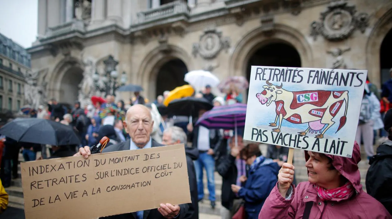 Protesta de pensionistas en París