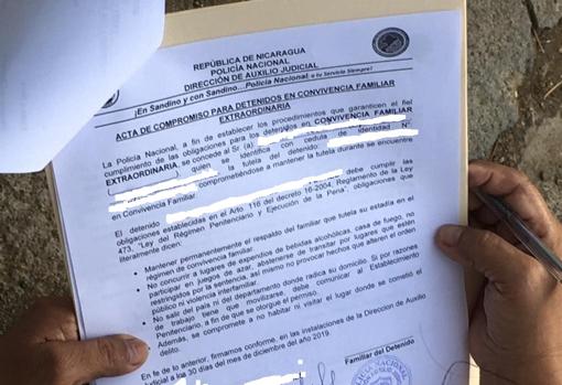 Imagen del documento donde se indican las condiciones del excarcelamiento