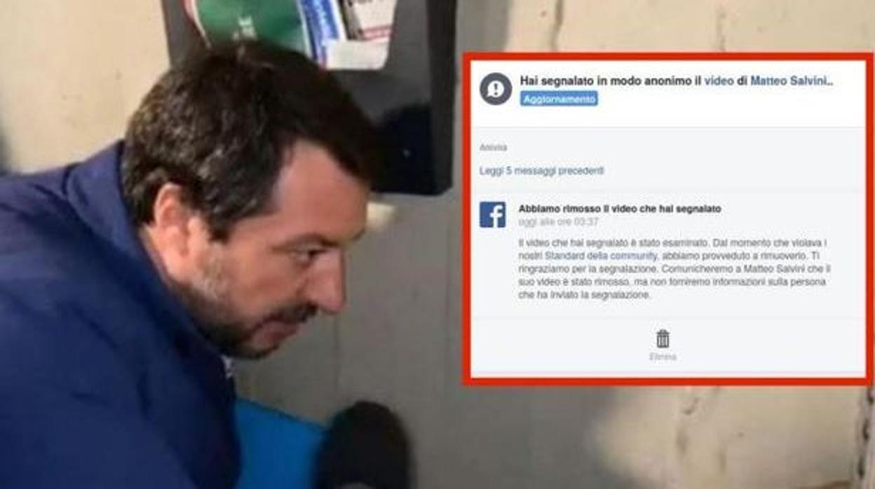 La notificación de Facebook que avisa que el vídeo ha sido eliminado