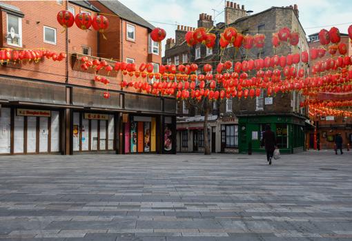 Ausencia de personas en el barrio chino de Londres