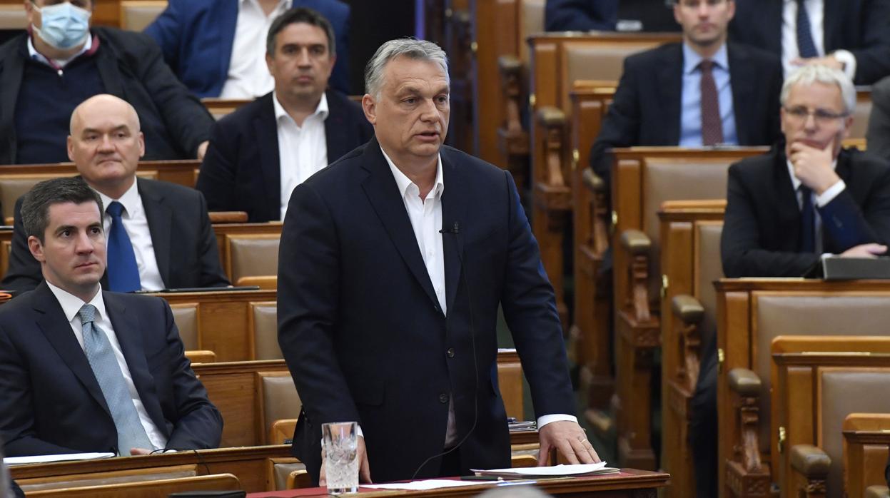 El primer ministro húngaro, Viktor Orban, este lunes en el Parlamento