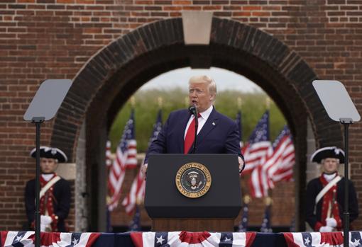 Donald Trump, durante su intervención en el fuerte McHenry