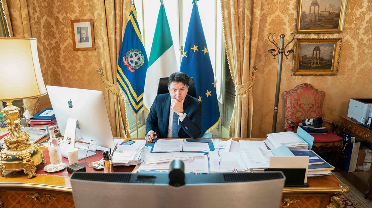 Giuseppe Conte, en el Palacio Chigi