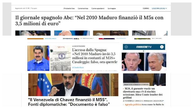 Los medios italianos se hacen eco de la exclusiva de ABC sobre la financiación del M5E con dinero chavista