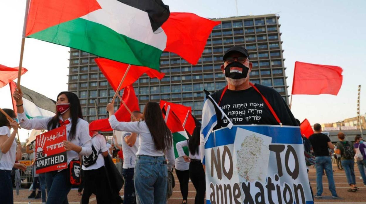 Protestas en Tel Aviv contra la anexión de Cisjordania