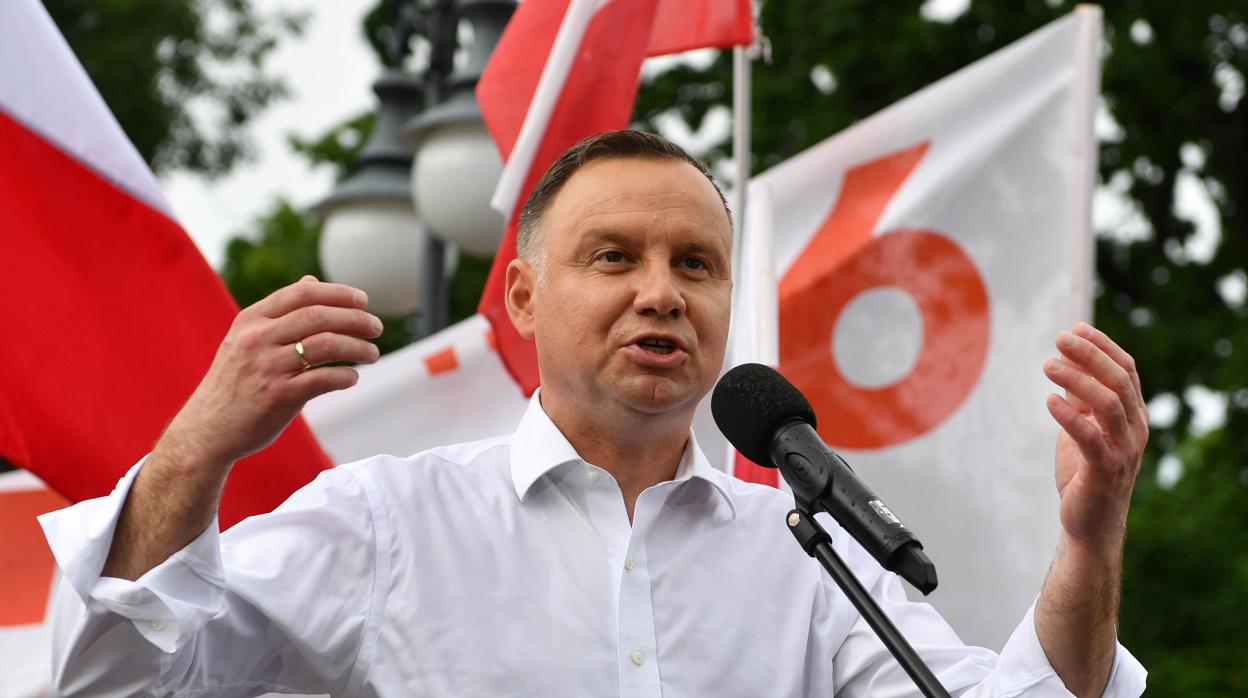 El presidente polaco, Andrzej Duda, durante un mitin