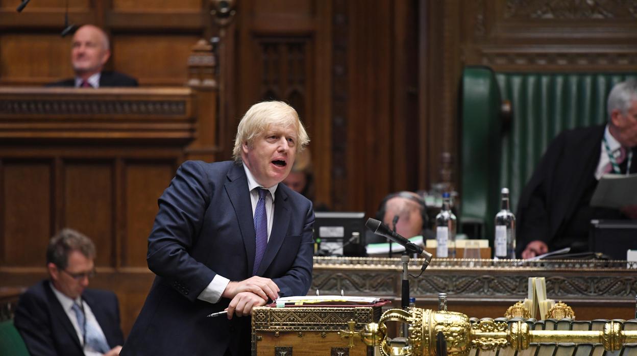 El primer ministro británico, Boris Johnson, este miércoles en el Parlamento