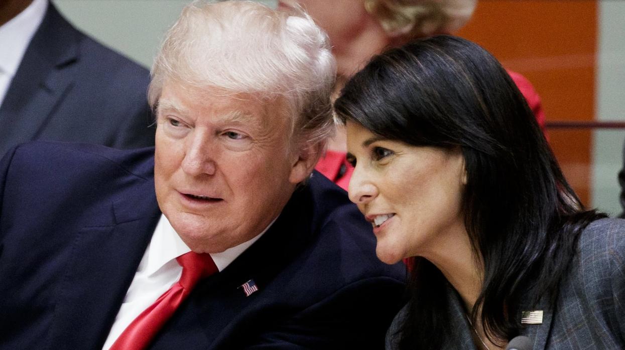 Donald Trump y Nikki Haley, en una reunión sobre la necesidad de reformas en Naciones Unidas