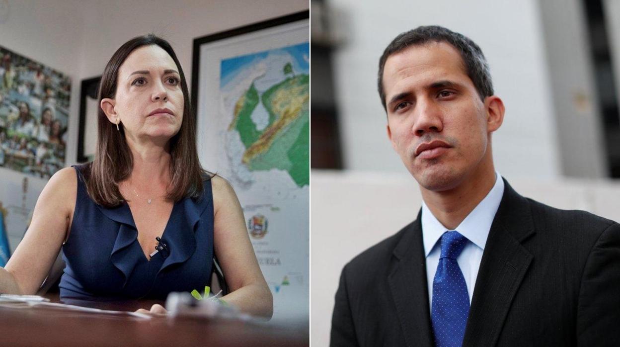 María Corina Machado y el presidente interino Juan Guaidó