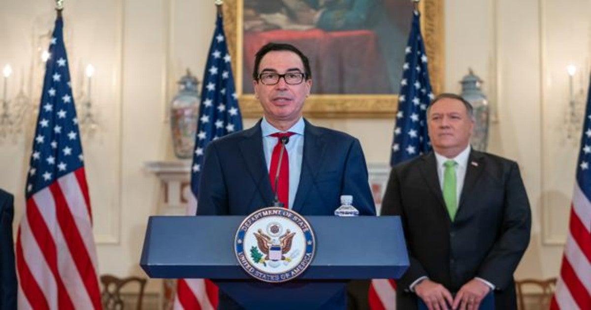 El secretario del Departamento del Tesoro, Steven Mnuchin, anuncia las nuevas sanciones