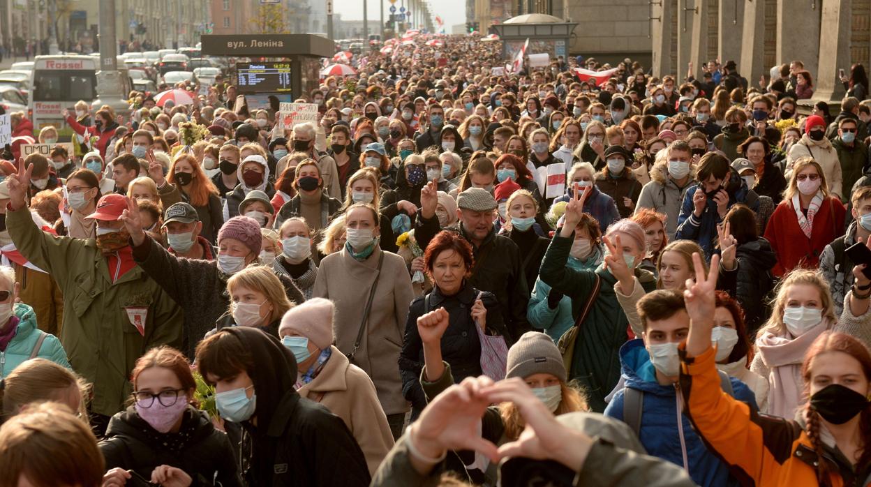 Imagen de una protesta en Minsk