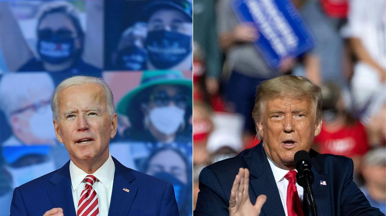 Fotomontaje de los dos candidatos a la presidencia de EE.UU.: Joe Biden y Donald Trump