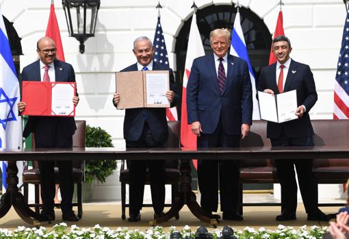 Netanyahu y Trump, en los acuerdos de paz que firmaron Israel, Bárein y Emiratos Árabes