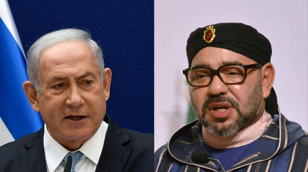 El primer ministro israelí, Benjamín Netanyahu, y el rey de Marruecos, Mohammed VI