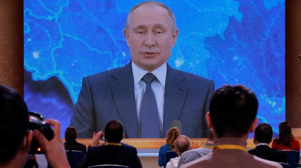 Vladímir Putin, durante su conferencia de prensa anual, esta vez a distancia