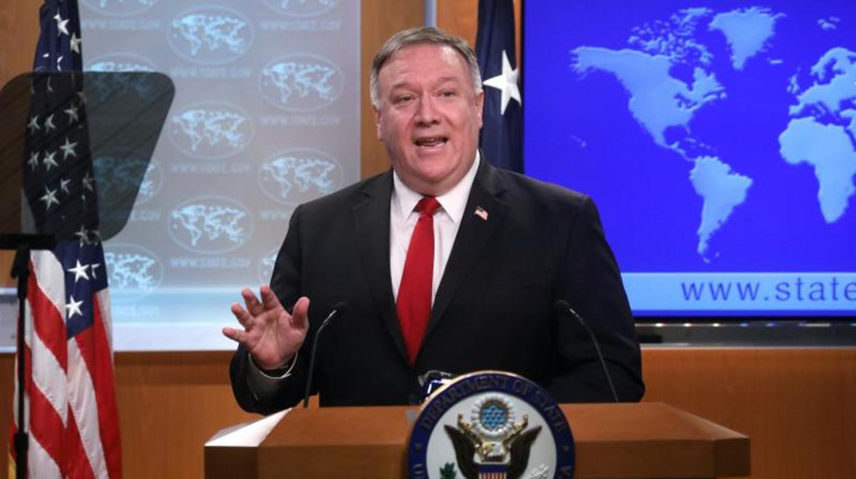 Mike Pompeo, el pasado abril durante una rueda de prensa en Washington