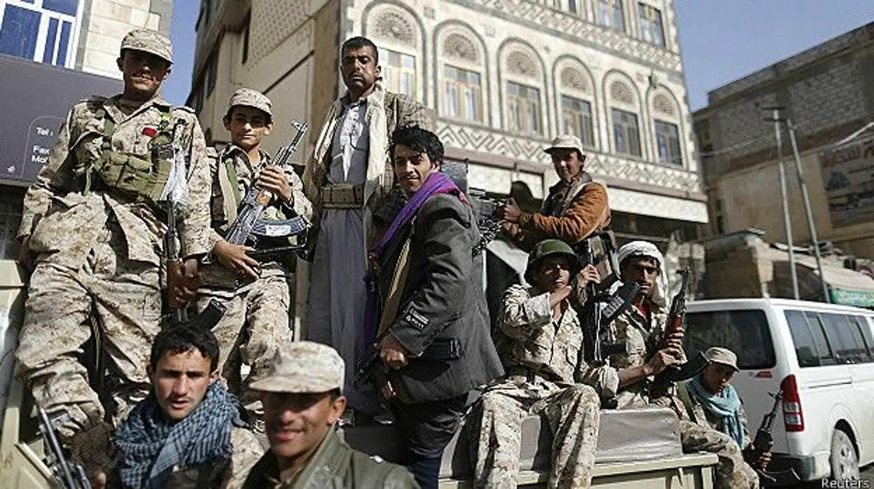 Milicias hutíes en la capital del Yemen, Saná